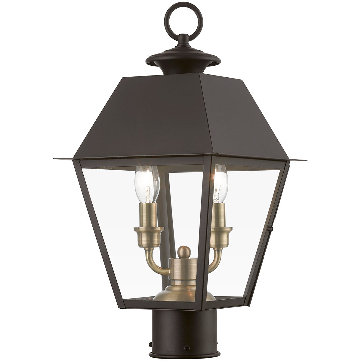 Wentworth 2 Light 18 inch Outdoor Post Lantern-Livex Lighting-LIVEX-27216-07-Outdoor Post LanternsBronze-7-France and Son