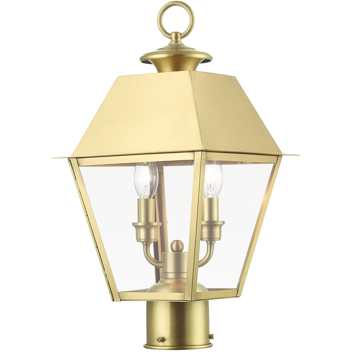 Wentworth 2 Light 18 inch Outdoor Post Lantern-Livex Lighting-LIVEX-27216-08-Outdoor Post LanternsNatural Brass-1-France and Son