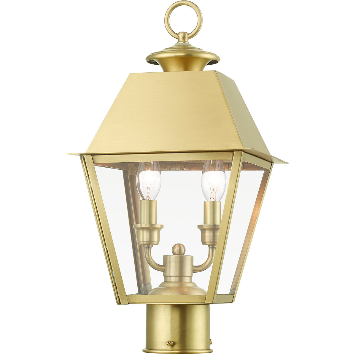 Wentworth 2 Light 18 inch Outdoor Post Lantern-Livex Lighting-LIVEX-27216-08-Outdoor Post LanternsNatural Brass-3-France and Son