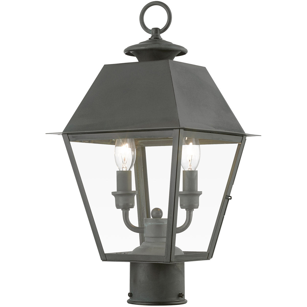 Wentworth 2 Light 18 inch Outdoor Post Lantern-Livex Lighting-LIVEX-27216-61-Outdoor Post LanternsCharcoal-5-France and Son
