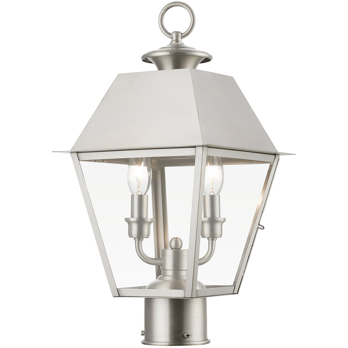 Wentworth 2 Light 18 inch Outdoor Post Lantern-Livex Lighting-LIVEX-27216-91-Outdoor Post LanternsBrushed Nickel-6-France and Son