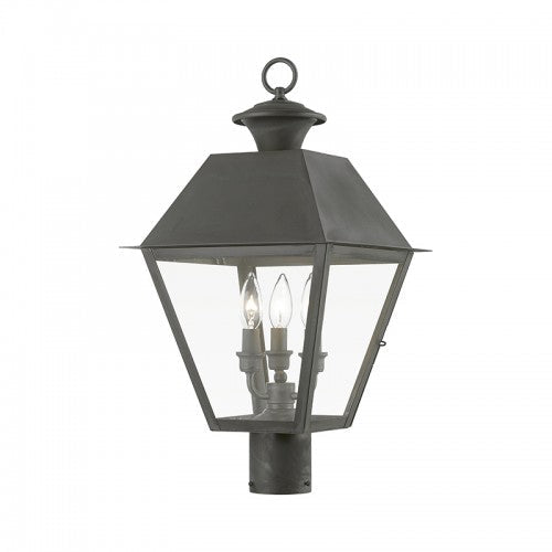 Wentworth 3 Light 22 inch Outdoor Post Top Lantern-Livex Lighting-LIVEX-27219-61-Outdoor Post LanternsCharcoal-2-France and Son