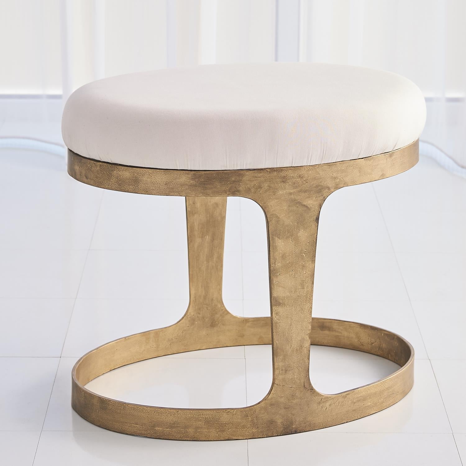 Oslo Stool - Muslin Cushion-Global Views-GVSA-7.91038-Stools & OttomansAntique Gold-2-France and Son