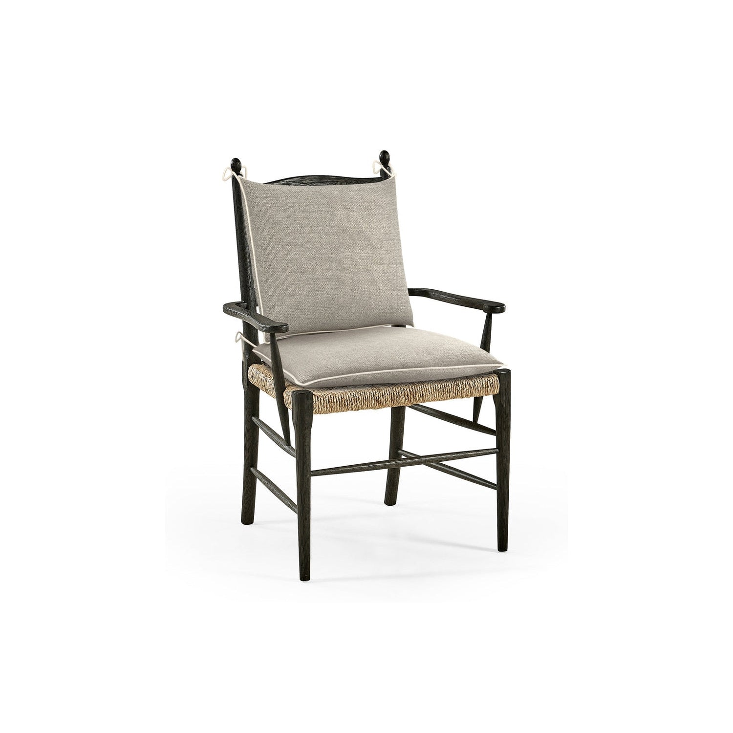 Doppler Ladder Back Arm Chair-Jonathan Charles-JCHARLES-003-2-000-EBO-Dining ChairsGrey - Black-3-France and Son