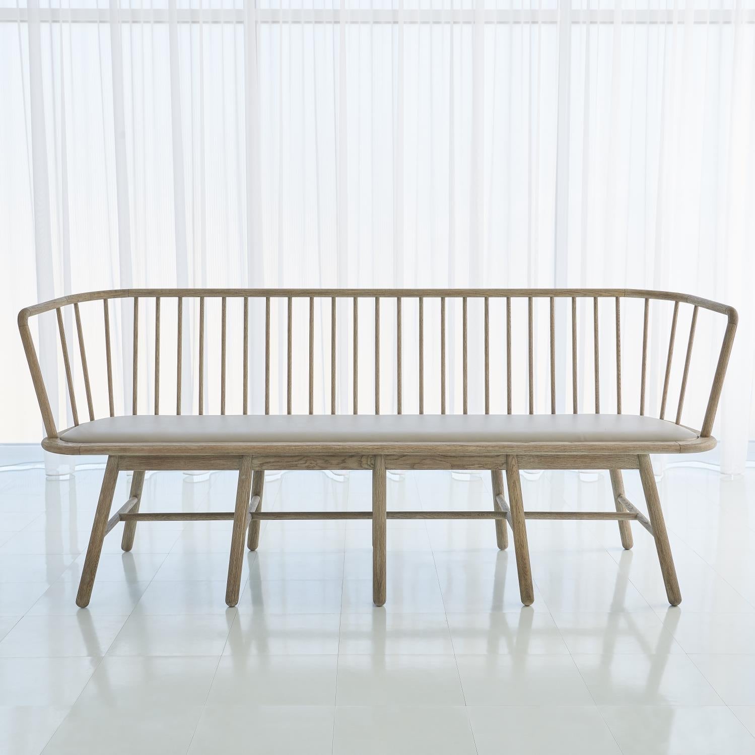 Spindle Long Bench-Global Views-GVSA-7.20205-BenchesGrey Leather-1-France and Son