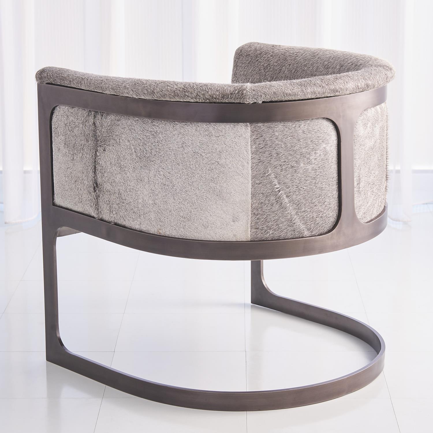 Regan Barrel Chair-Global Views-GVSA-7.91093-Lounge ChairsGrey Hair on Hide & Antique Gunmetal-3-France and Son