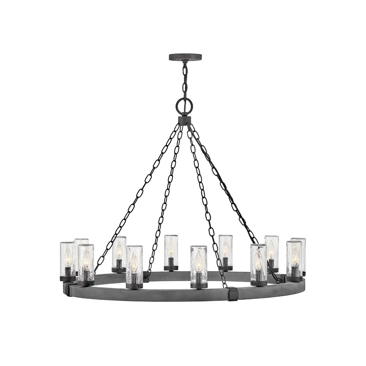 Sawyer Large Single Tier-Hinkley Lighting-HINKLEY-29207DZ-LL-ChandeliersAged Zinc with Distressed Black accents-LED-1-France and Son