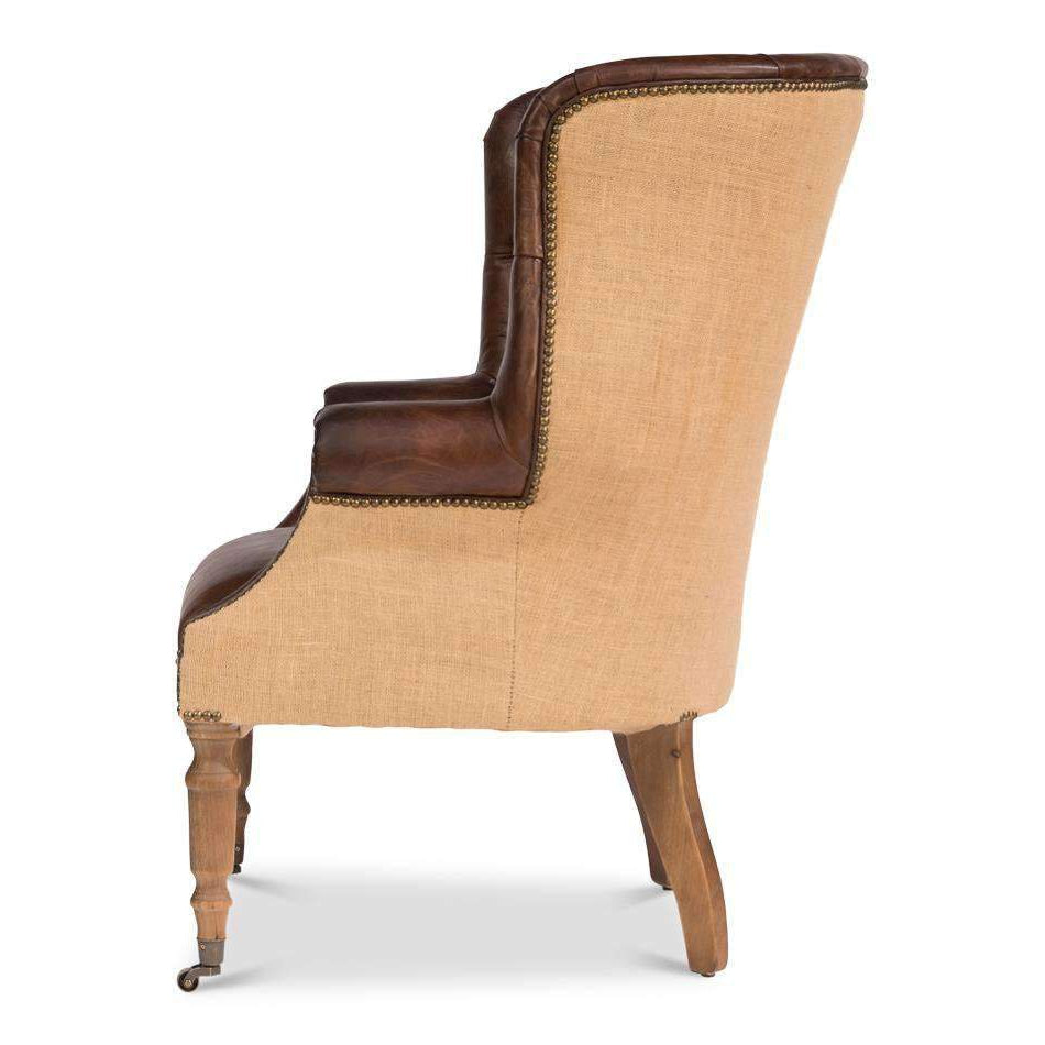 Welsh Leather & Jute Chair-SARREID-SARREID-29731-Lounge Chairs-3-France and Son