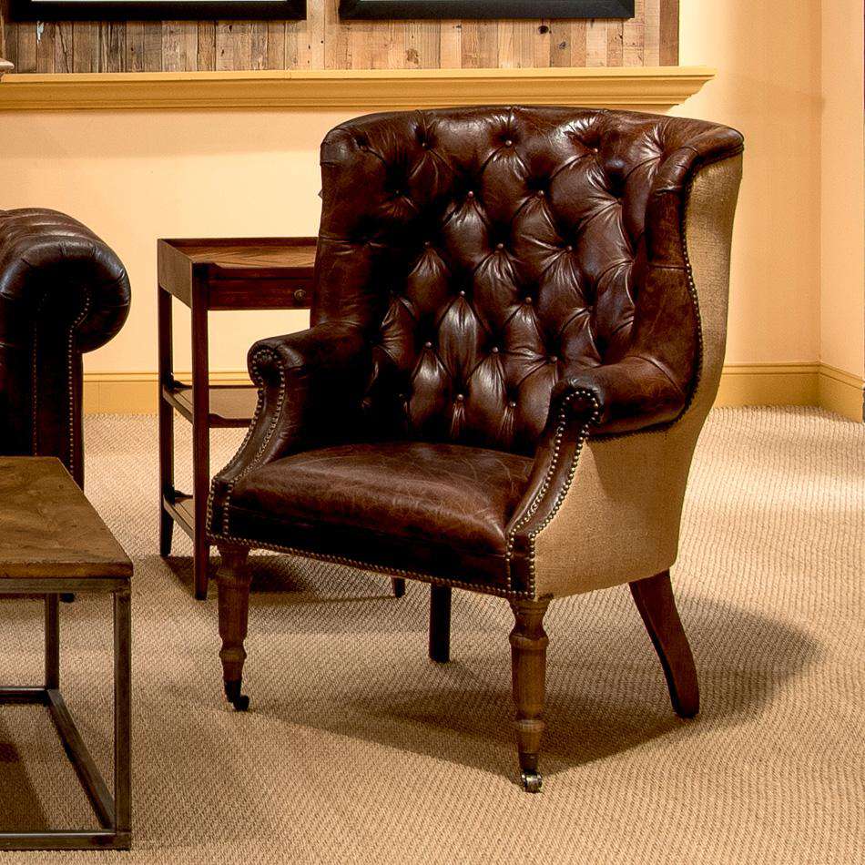 Welsh Leather & Jute Chair-SARREID-SARREID-29731-Lounge Chairs-5-France and Son