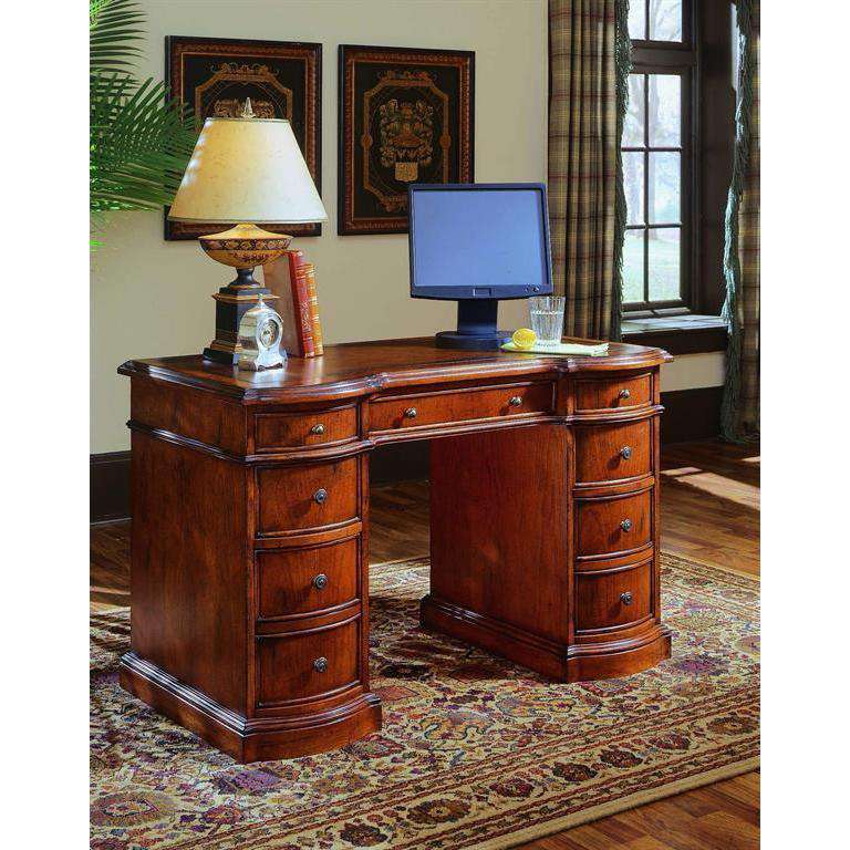 Cherry Knee-Hole Desk-Bow Front-Hooker-HOOKER-299-10-301-Desks-3-France and Son