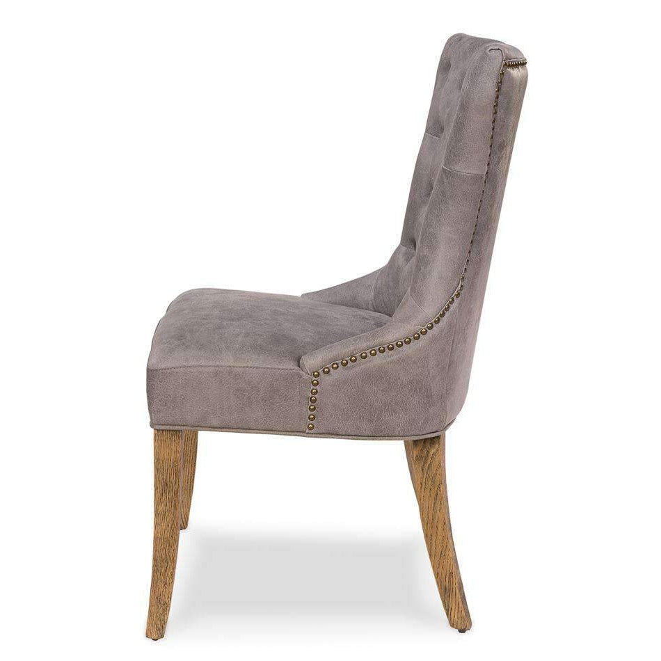 Sophie Side Chair Gray Leather-SARREID-SARREID-29970-Dining Chairs-4-France and Son