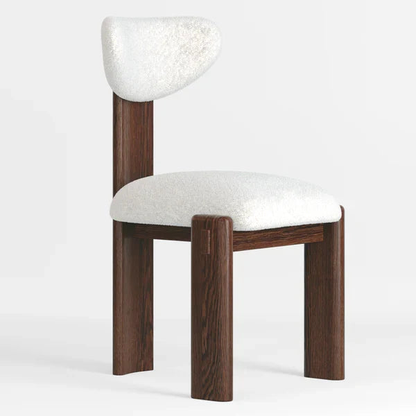 Elio Upholstered Oak Dining Chair - Boucle