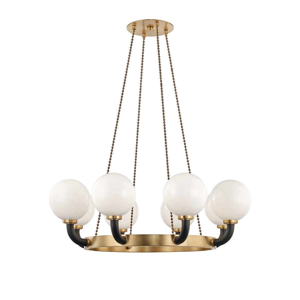 Werner Black Pendant 8 Lamp Aged Brass / Black-Hudson Valley-HVL-3646-AGB/BK-Pendants-1-France and Son