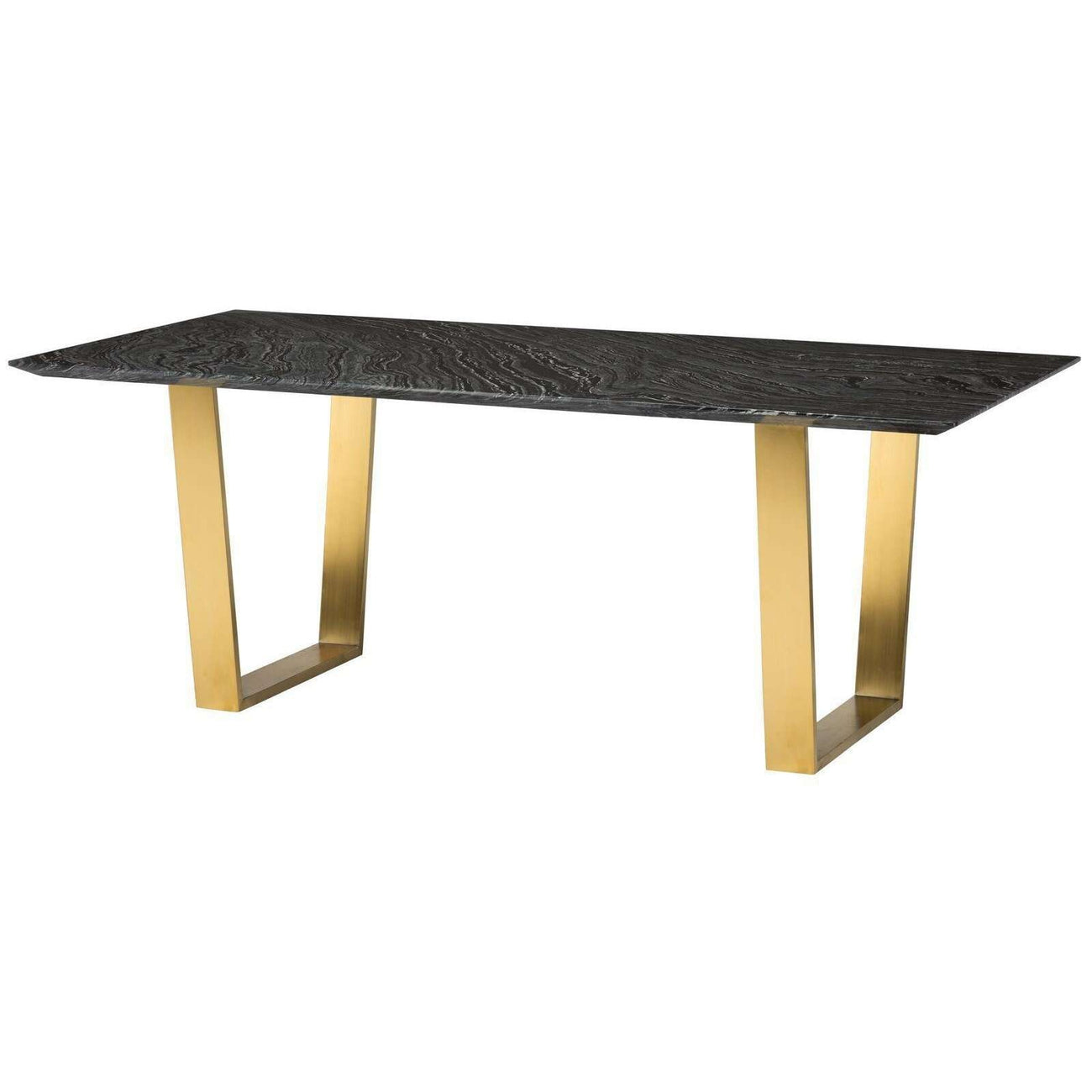 Catrine Dining Table-Nuevo-NUEVO-HGNA311-Dining Tablesblack wood vein-brushed gold legs-1-France and Son