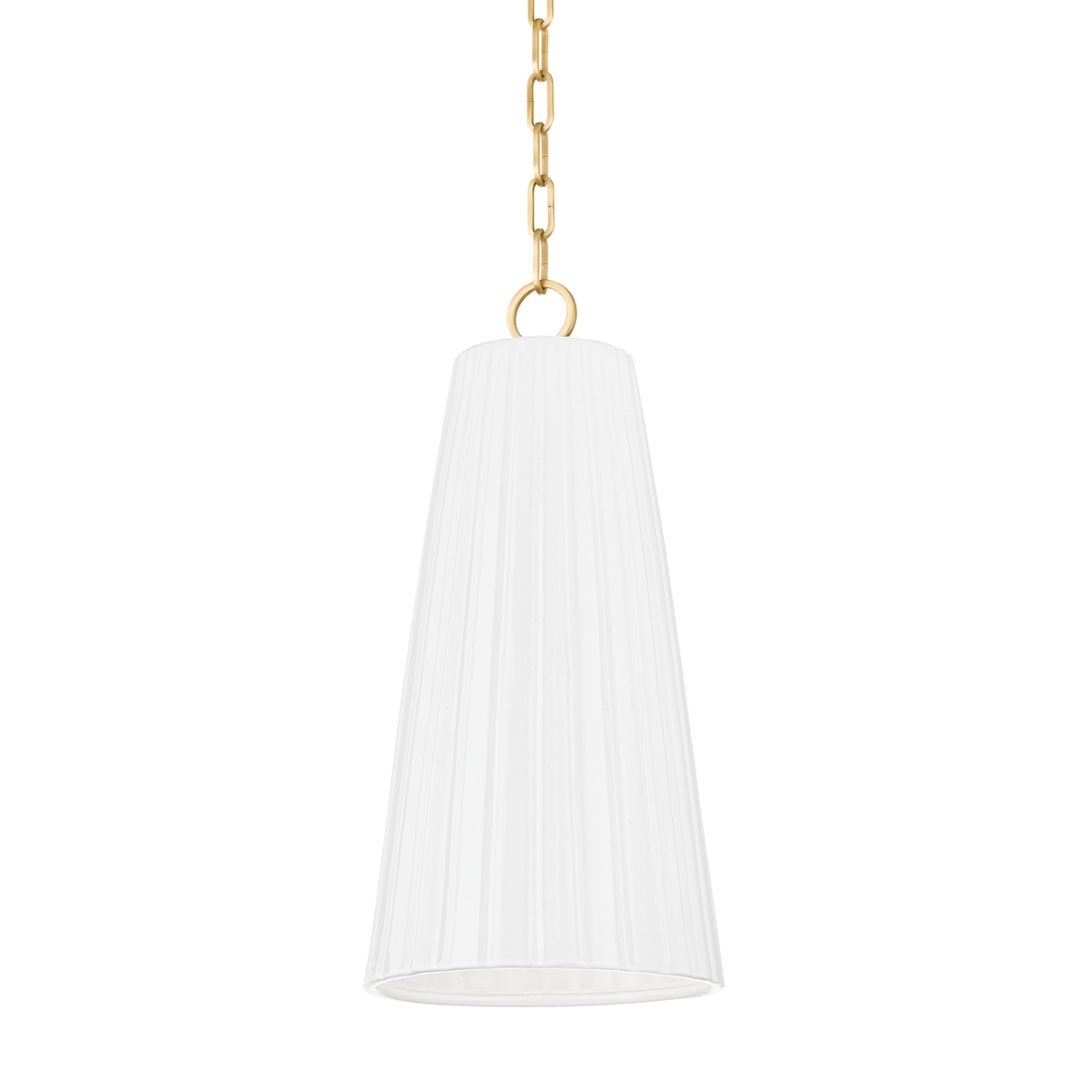 Treman 1 Light Pendant Aged Brass/Ceramic Gloss White-Hudson Valley-HVL-1617-AGB/CGW-Pendants-1-France and Son