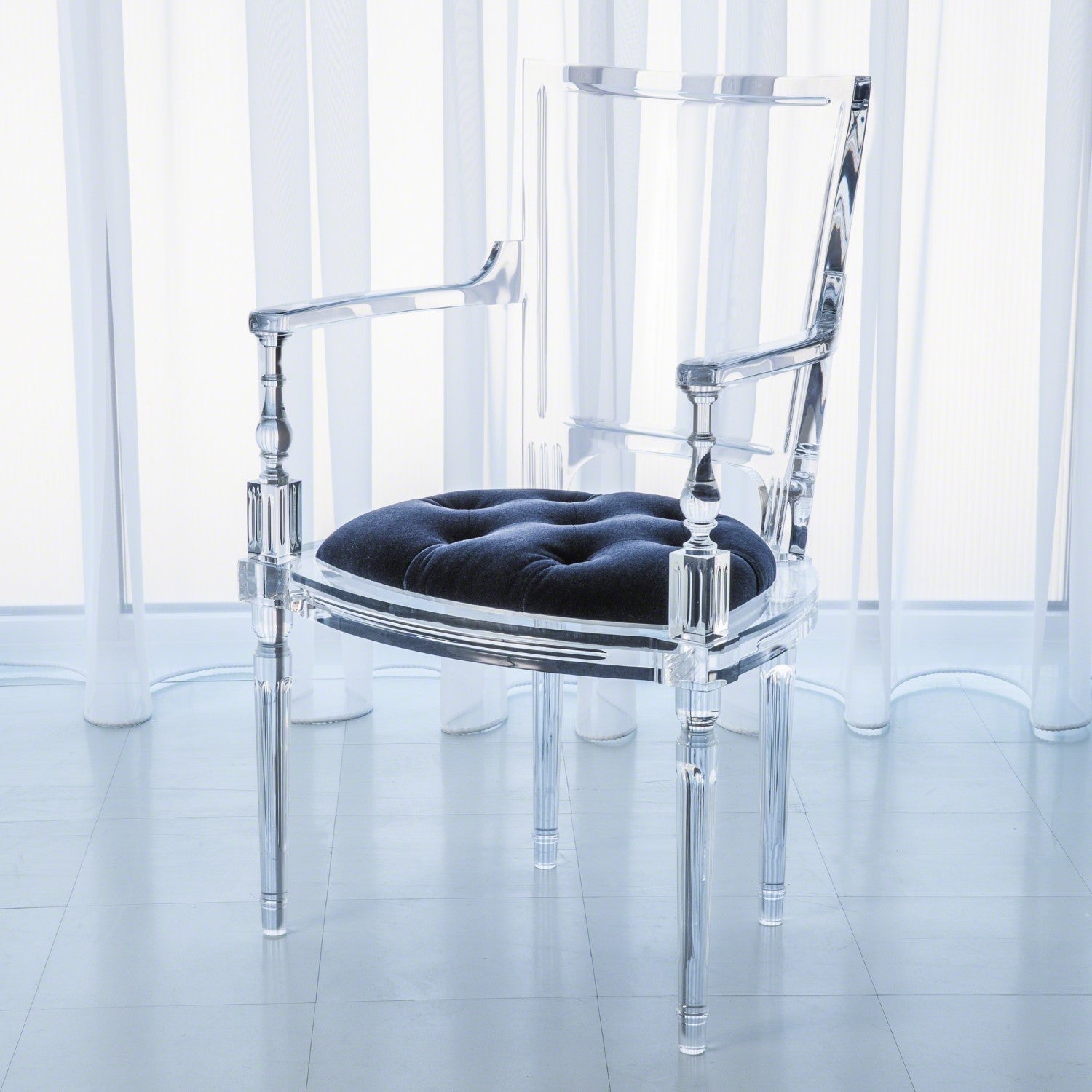 Marilyn Acrylic Arm Chair-Global Views-GVSA-3.31164-Dining ChairsAdmiral Blue-12-France and Son