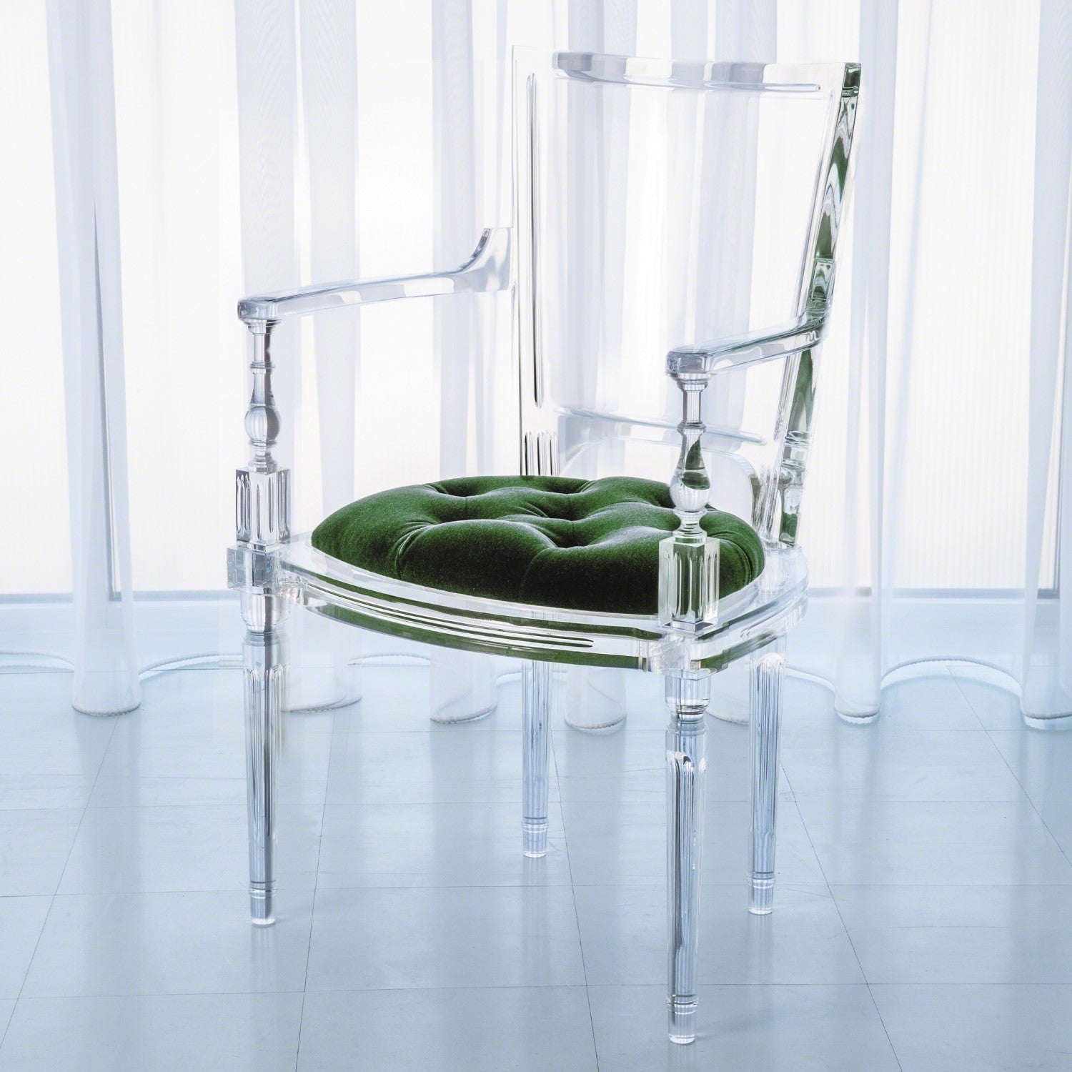 Marilyn Acrylic Arm Chair-Global Views-GVSA-3.31166-Dining ChairsEmerald Green-7-France and Son