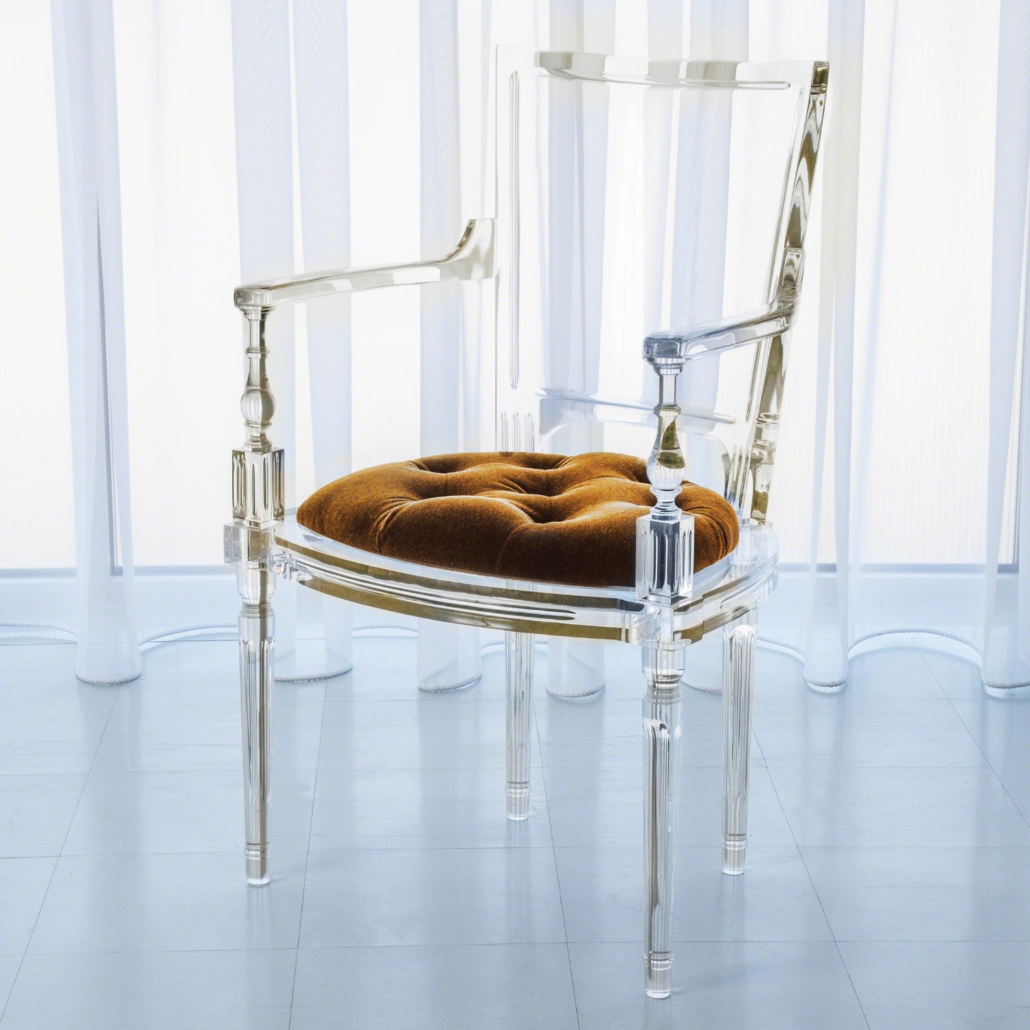 Marilyn Acrylic Arm Chair-Global Views-GVSA-3.31168-Dining ChairsBrown Sugar-9-France and Son