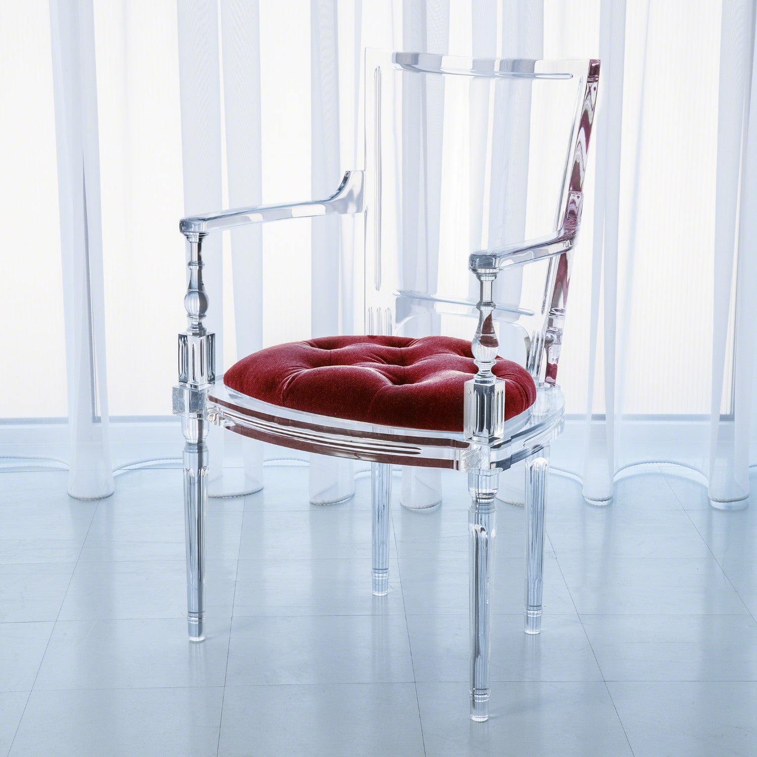 Marilyn Acrylic Arm Chair-Global Views-GVSA-3.31231-Dining ChairsRed Pepper-5-France and Son