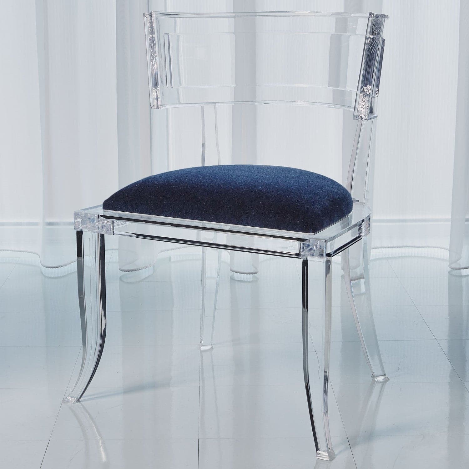 Klismos Acrylic Chair-Global Views-GVSA-3.31325-Dining ChairsAdmiral Blue-13-France and Son