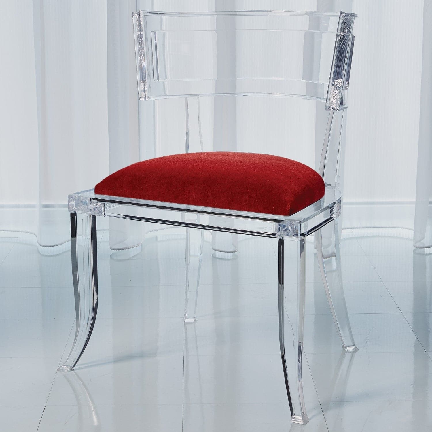 Klismos Acrylic Chair-Global Views-GVSA-3.31330-Dining ChairsRed Pepper-7-France and Son