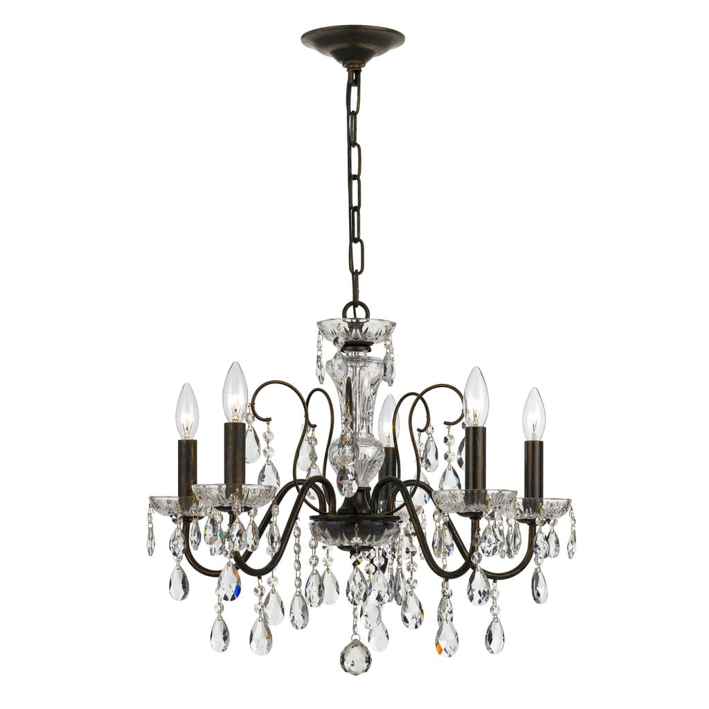 Butler 5 Light Hand Cut Crystal English Bronze Chandelier-Crystorama Lighting Company-CRYSTO-3025-EB-CL-MWP-Chandeliers-2-France and Son