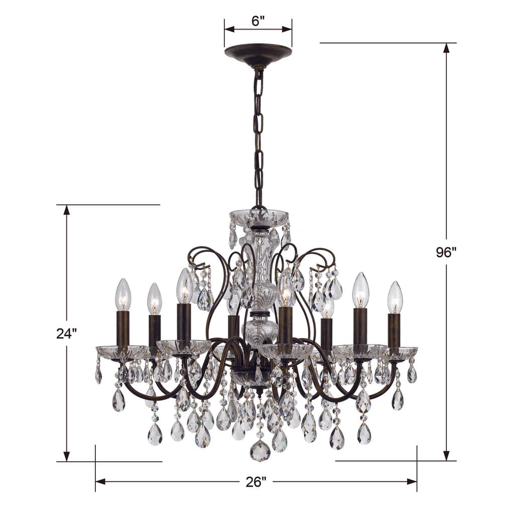 Butler 8 Light Crystal Chandelier-Crystorama Lighting Company-CRYSTO-3028-EB-CL-MWP-Chandeliers-3-France and Son