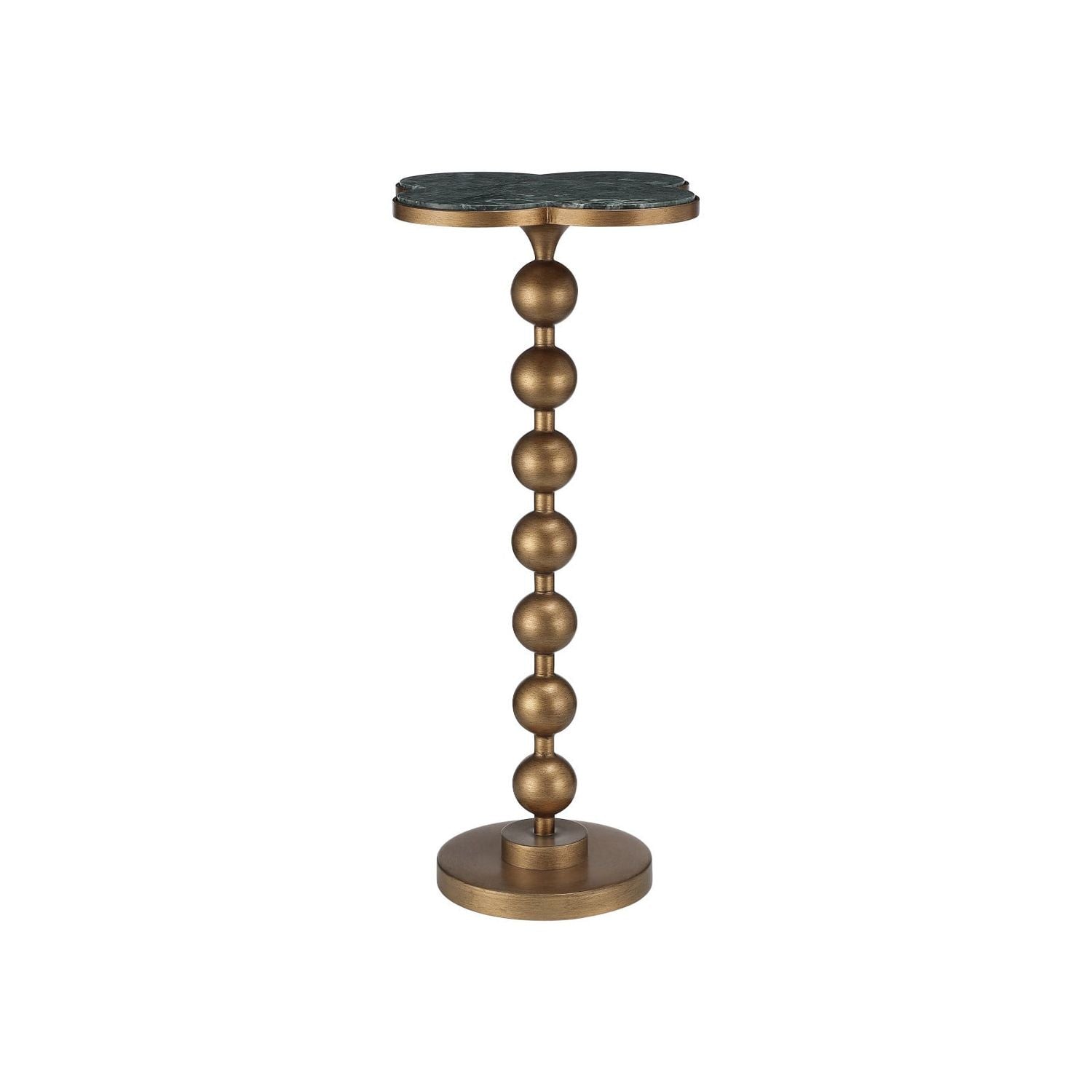 Additional view of Quatrefoil Green Accent Table in green and brass gold.