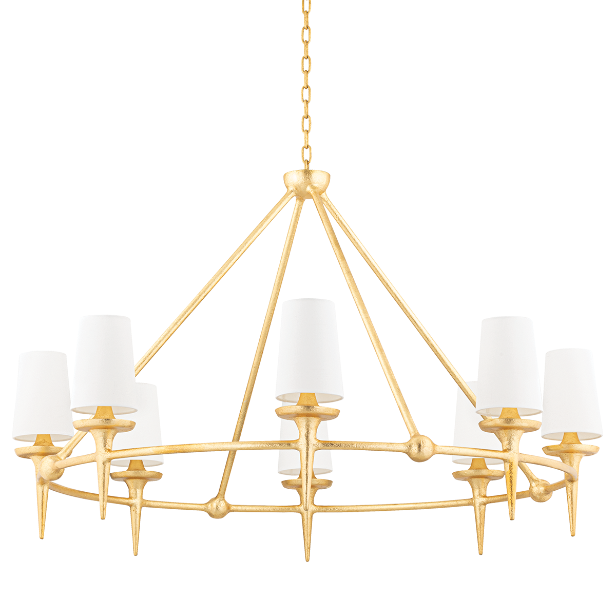 Torch 8 Light Chandelier-Hudson Valley-HVL-6648-GL-ChandeliersGold Leaf-1-France and Son