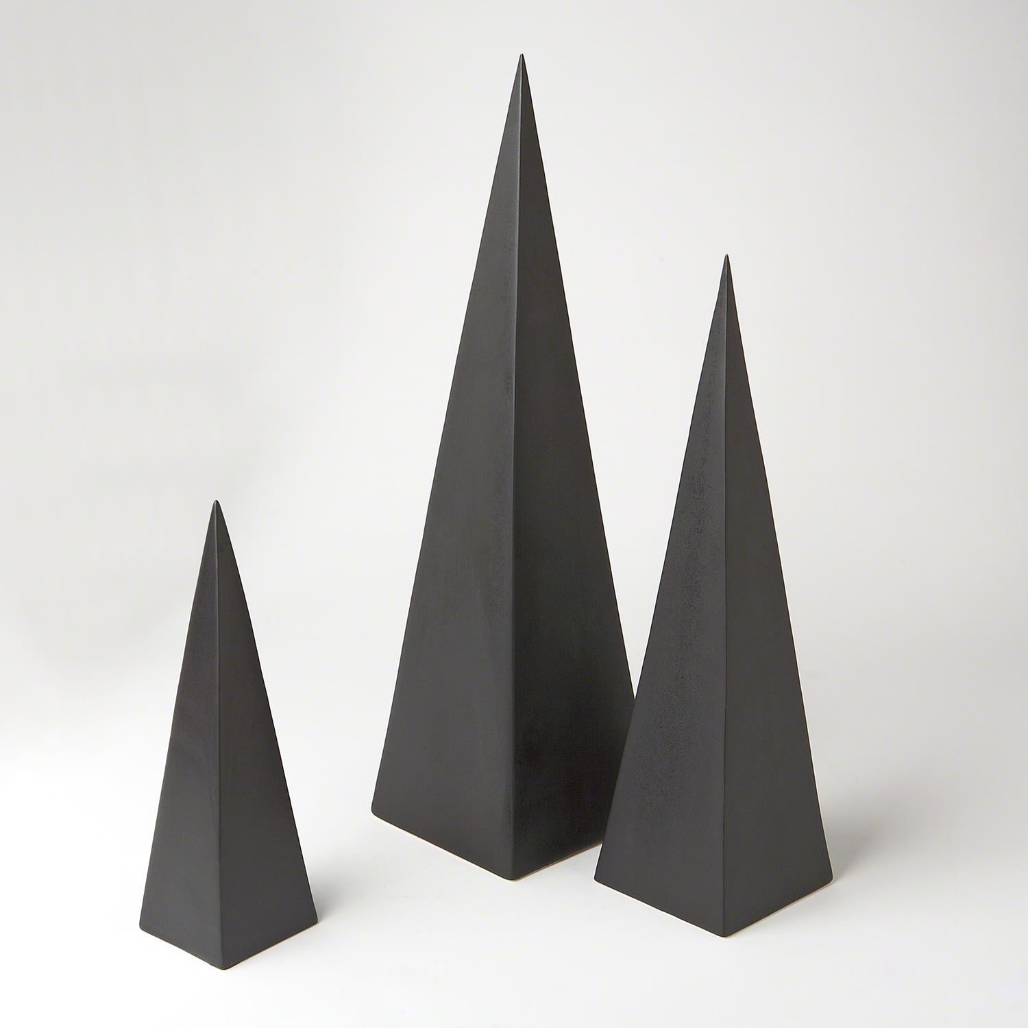 S/3 Pyramid Objet-Global Views-GVSA-D8.80048-Decorative ObjectsBlack-2-France and Son