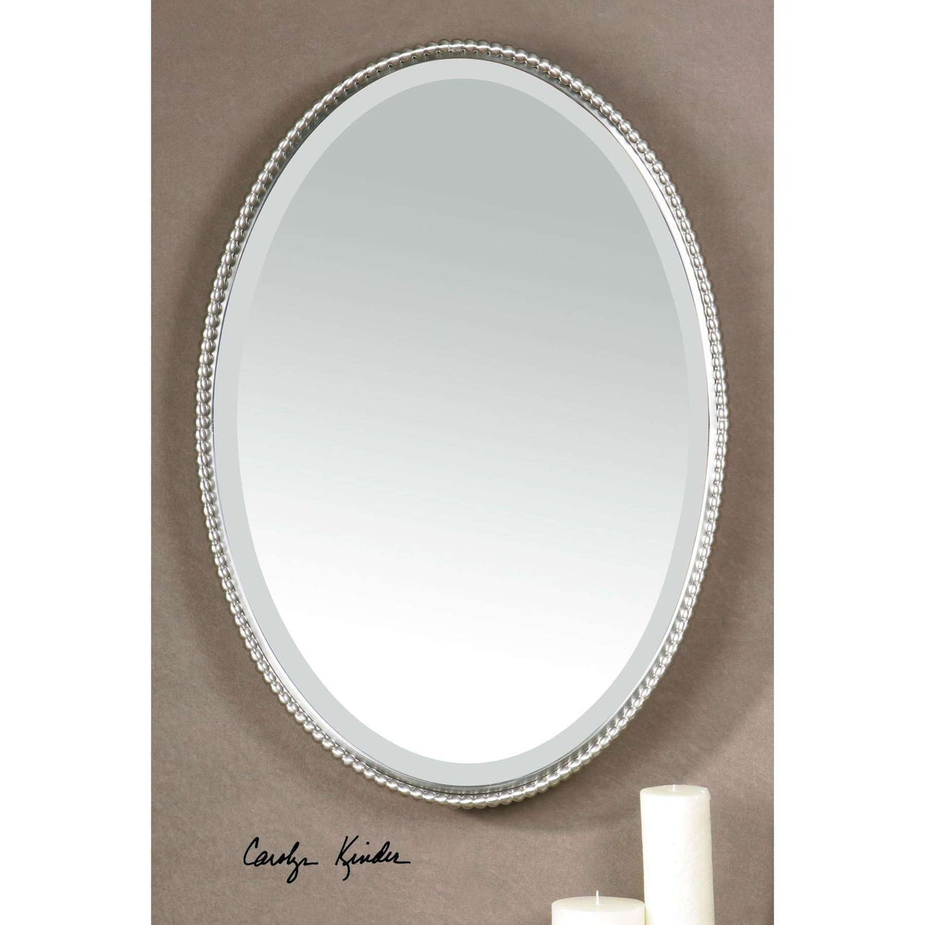 Sherise Brushed Nickel Oval Mirror-Uttermost-UTTM-01102 B-Mirrors-2-France and Son