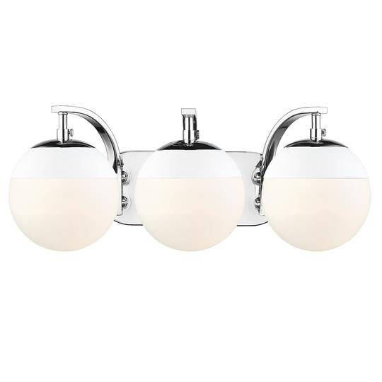 Dixon 3 Light Bath Vanity-Golden Lighting-GOLDEN-3218-BA3 CH-WHT-Bathroom LightingChrome with Matte White-5-France and Son