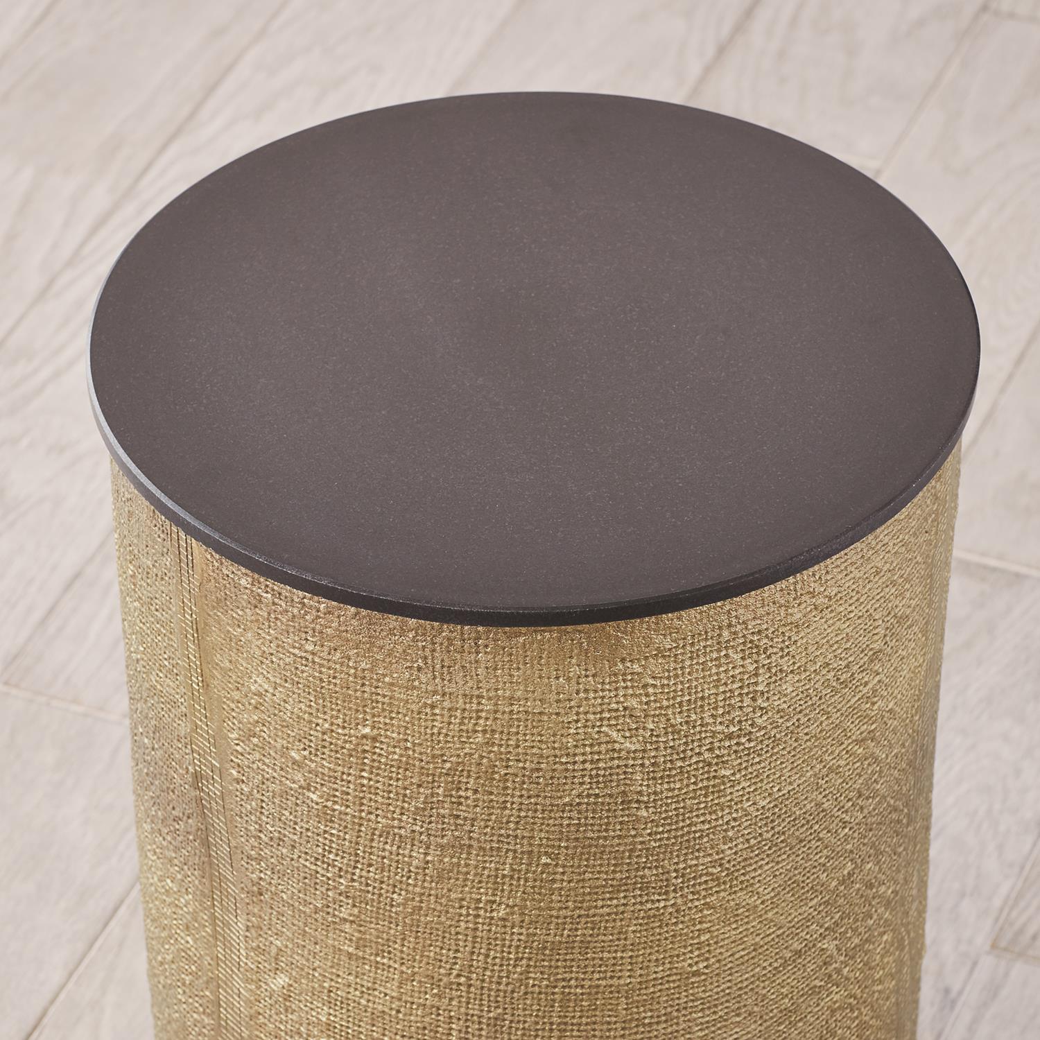 Hemp Etched Barrel Table-Global Views-GVSA-7.91051-Side TablesBlack Nickel-7-France and Son