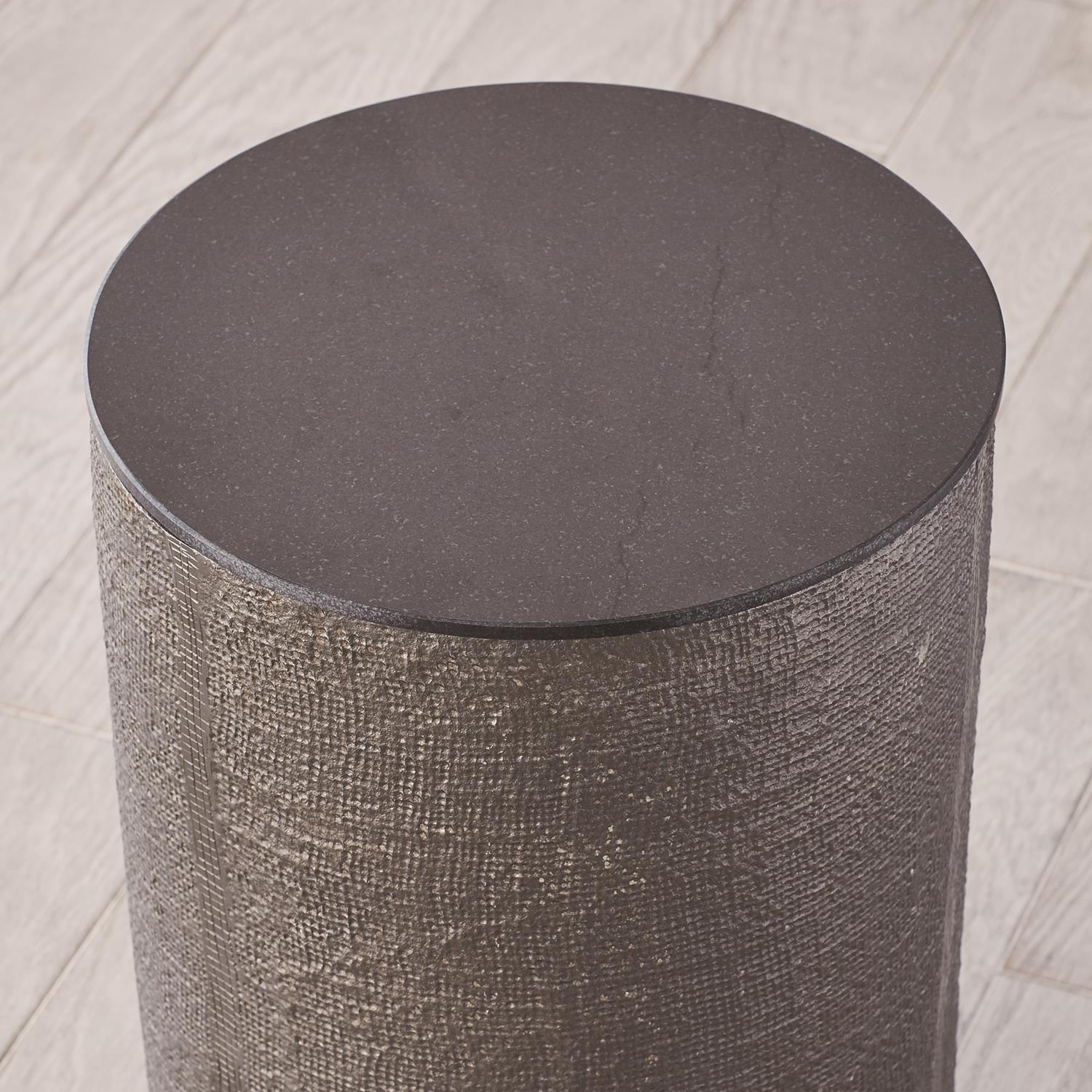 Hemp Etched Barrel Table-Global Views-GVSA-7.91051-Side TablesBlack Nickel-3-France and Son