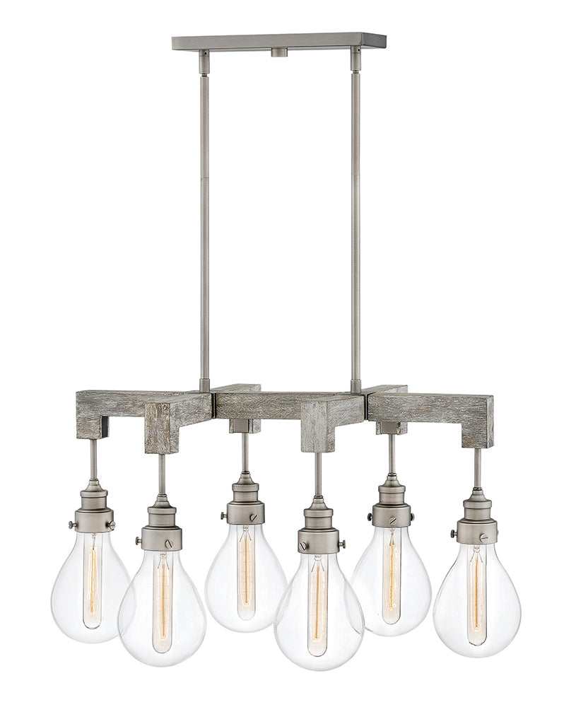 Chandelier Denton Medium Six Light Linear-Hinkley Lighting-HINKLEY-3268PW-ChandeliersDriftwood Gray-2-France and Son