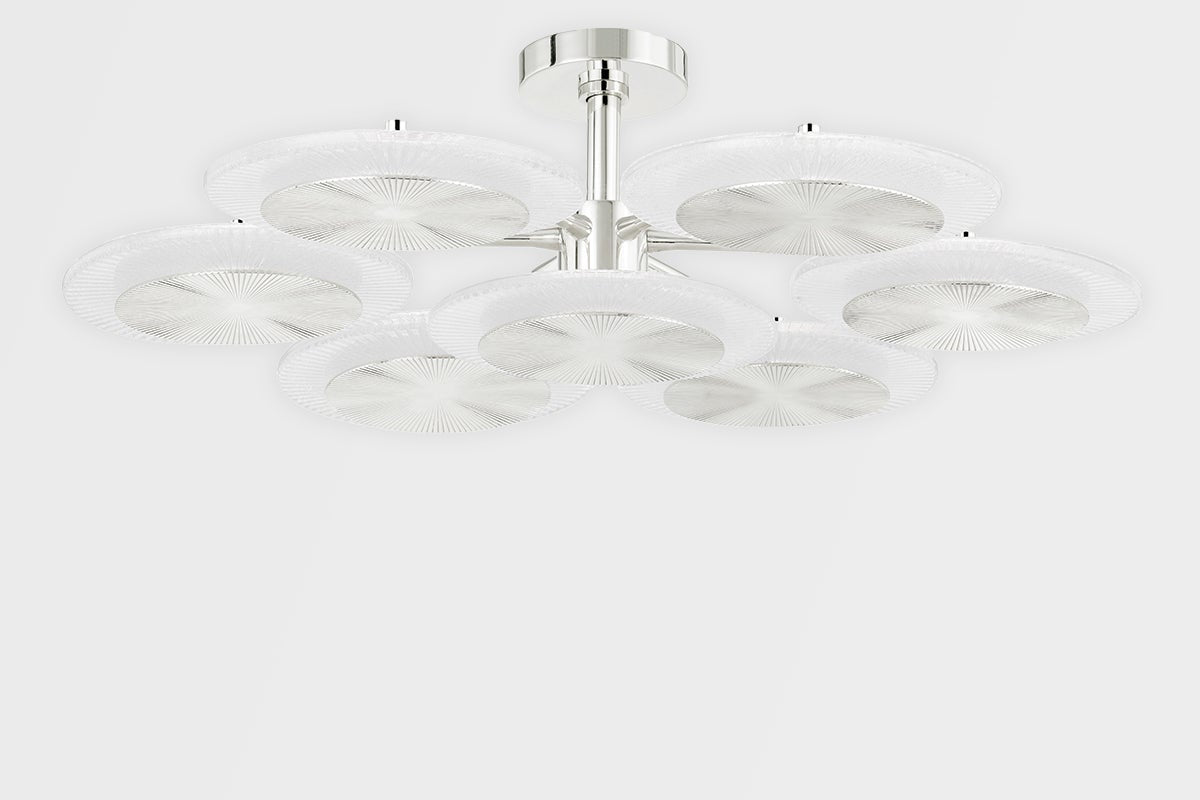 7 Light Semi Flush - Polished Nickel