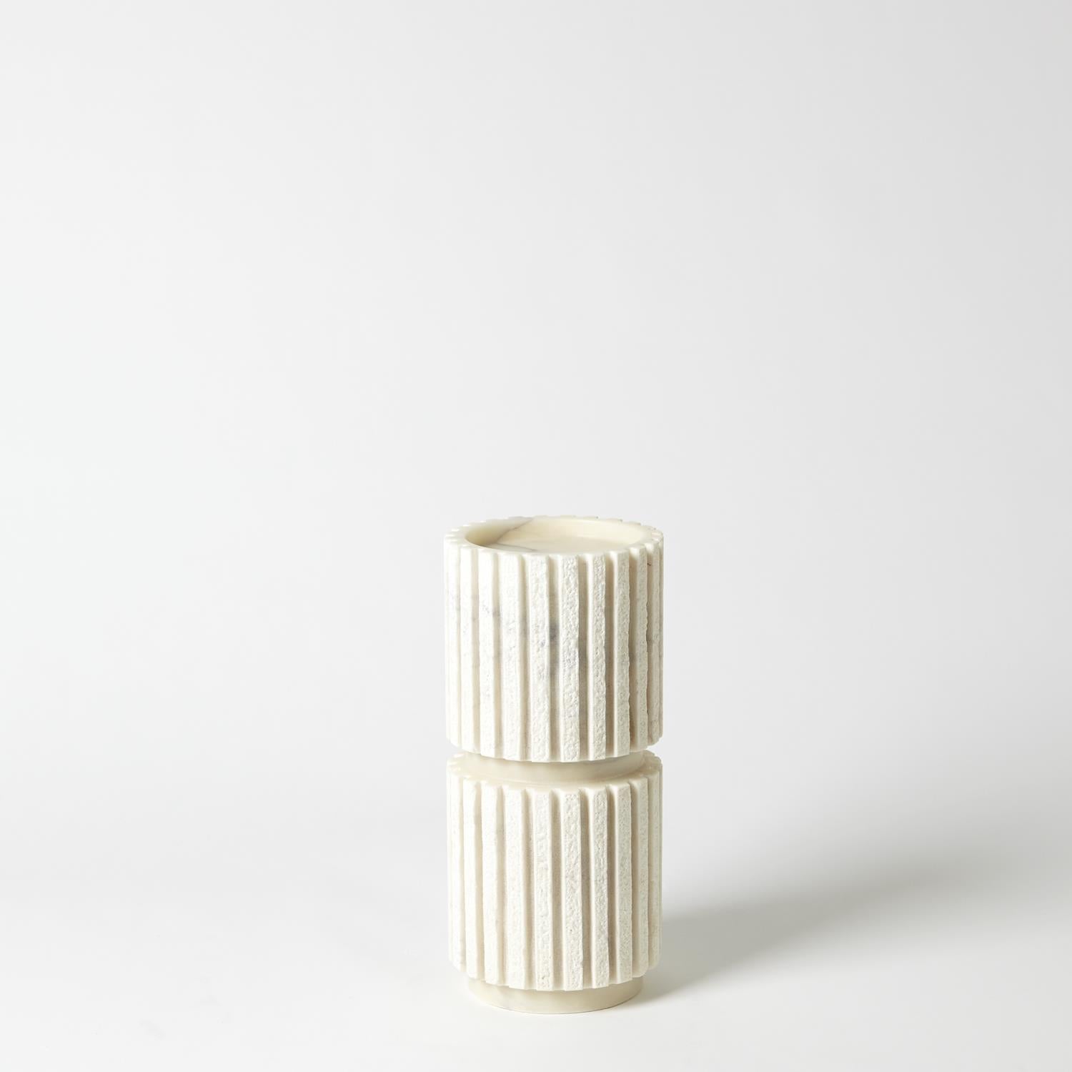 Channel Pillar Holder - White Marble-Global Views-GVSA-7.91127-DecorMedium-5-France and Son