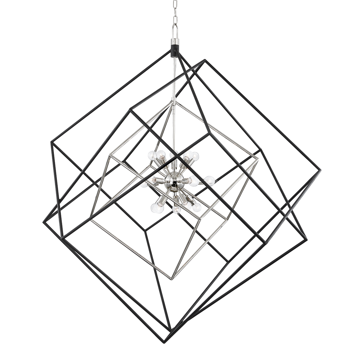 Roundout 15 Light Chandelier-Hudson Valley-HVL-1255-PN/BK-ChandeliersPolished Nickel-2-France and Son