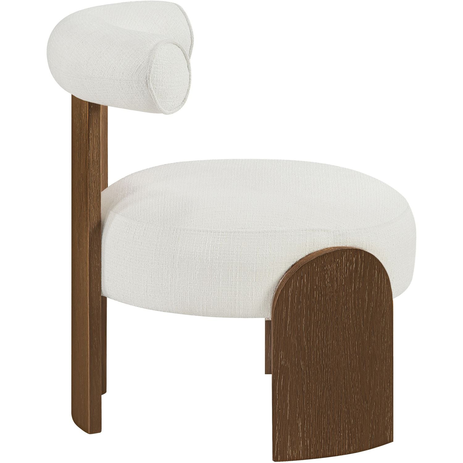 Calder Linen Textured Fabric Upholstered Accent Chair — Cream / Painted Brown
