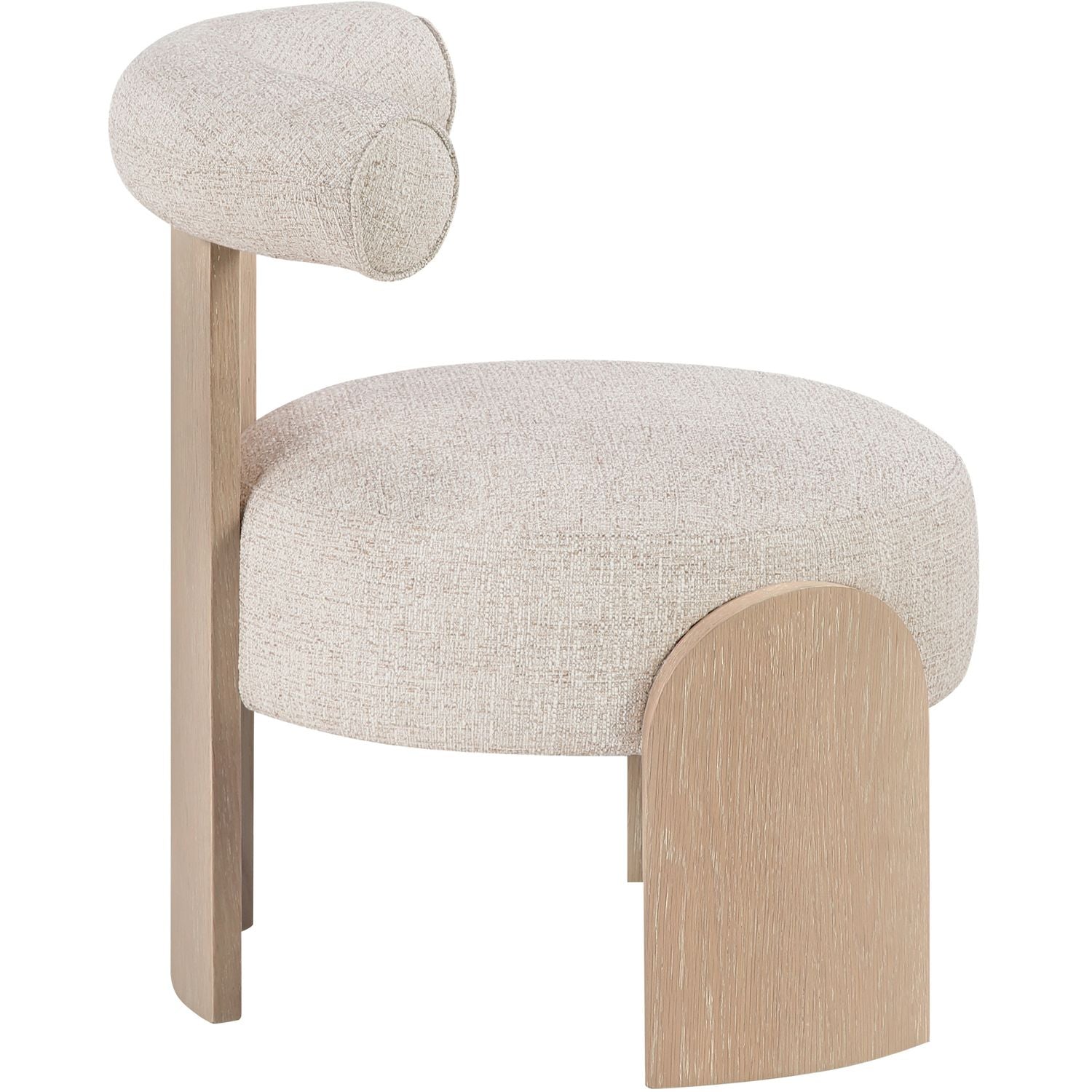 Calder Linen Textured Fabric Upholstered Accent Chair — Beige / Painted Natural