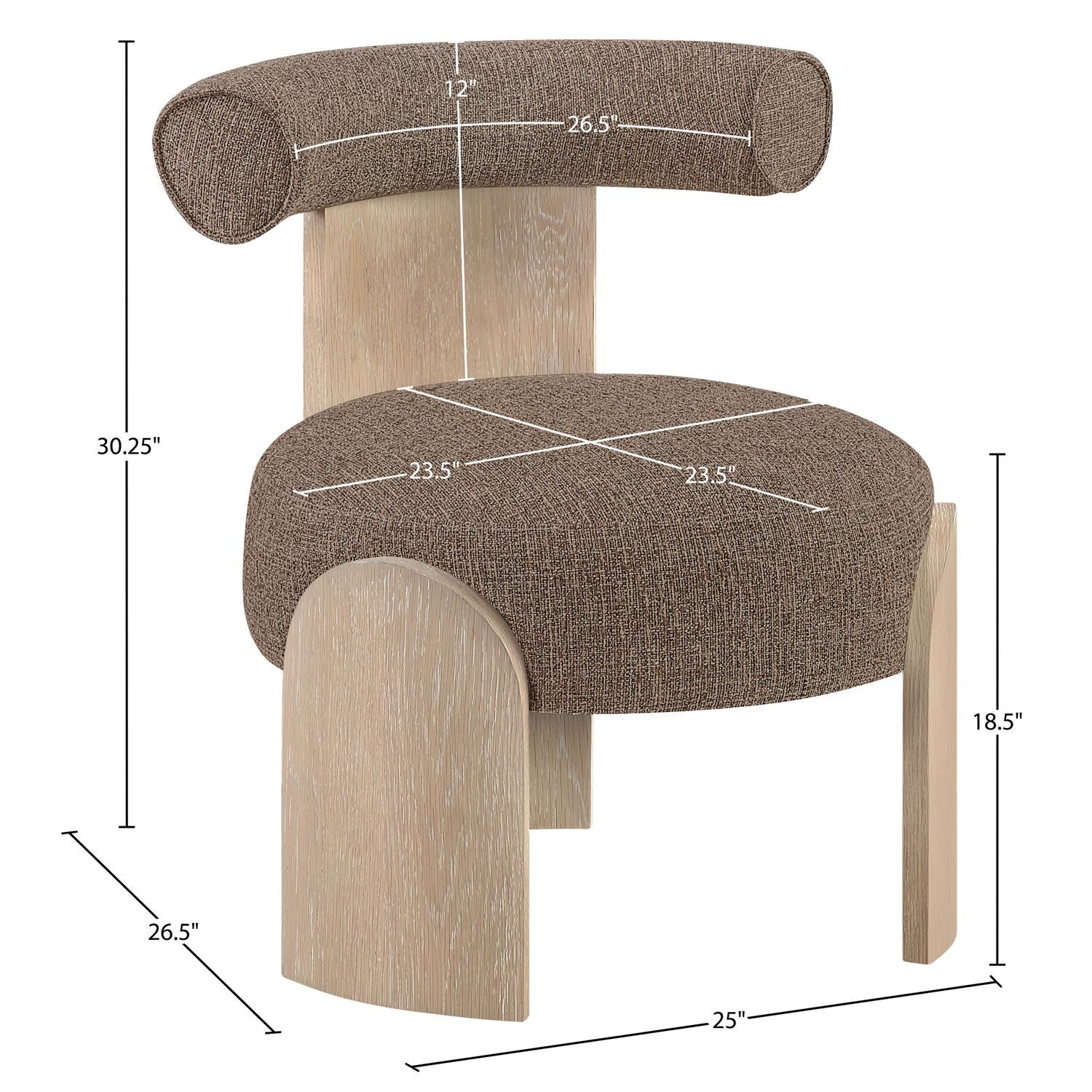 Calder Linen Textured Fabric Upholstered Accent Chair — Brown / Painted Natural