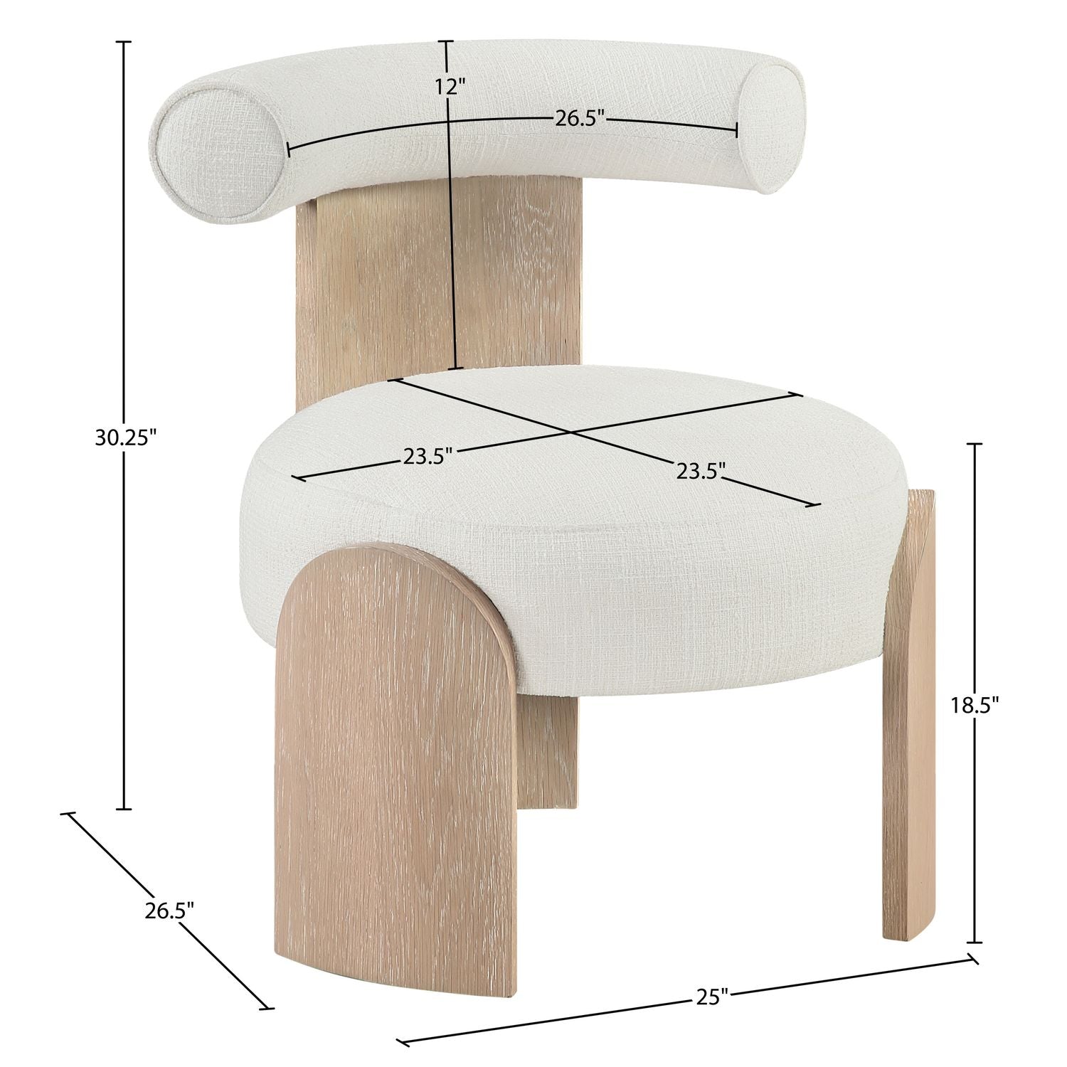 Calder Linen Textured Fabric Upholstered Accent Chair — Cream / Painted Natural
