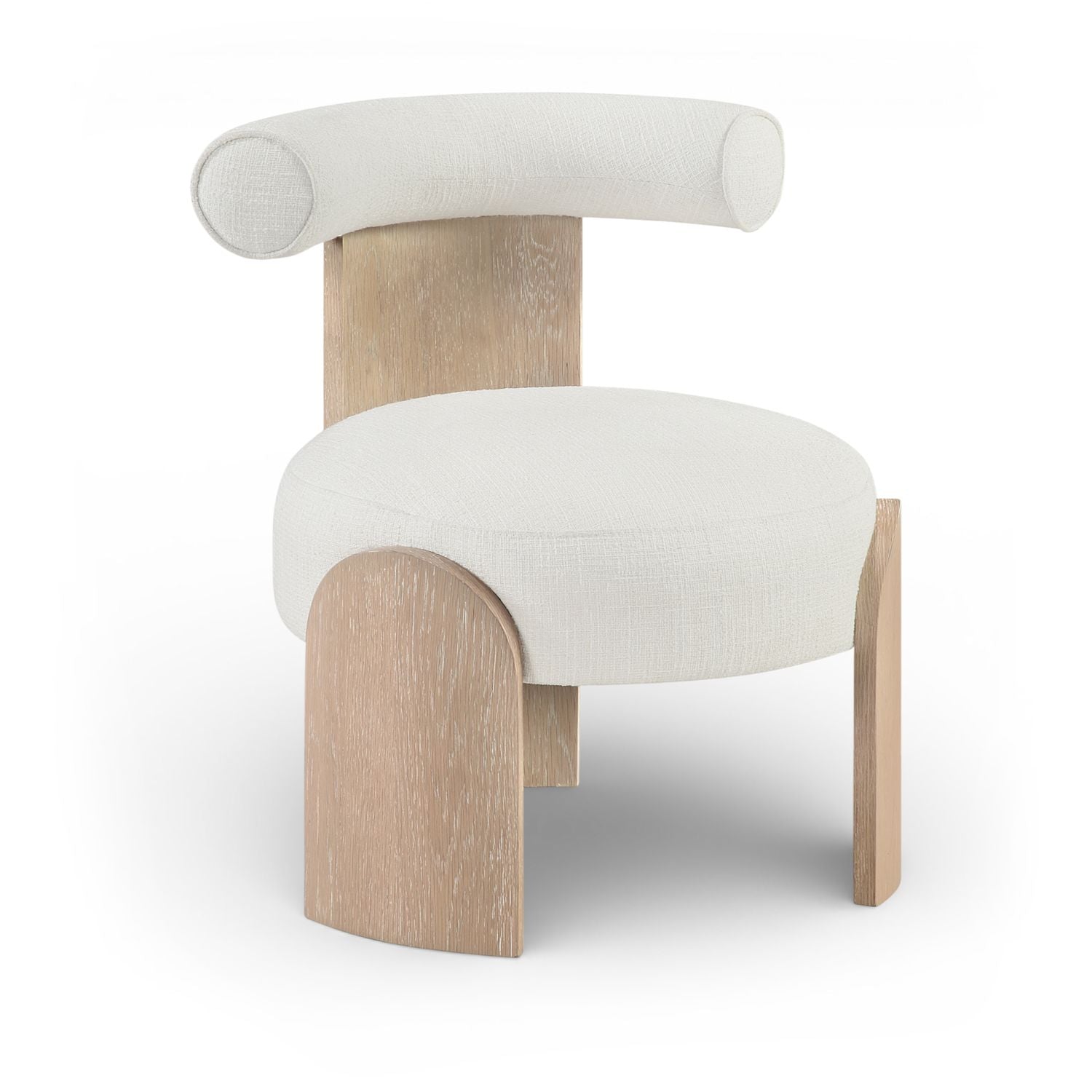 Calder Linen Textured Fabric Upholstered Accent Chair — Cream / Painted Natural