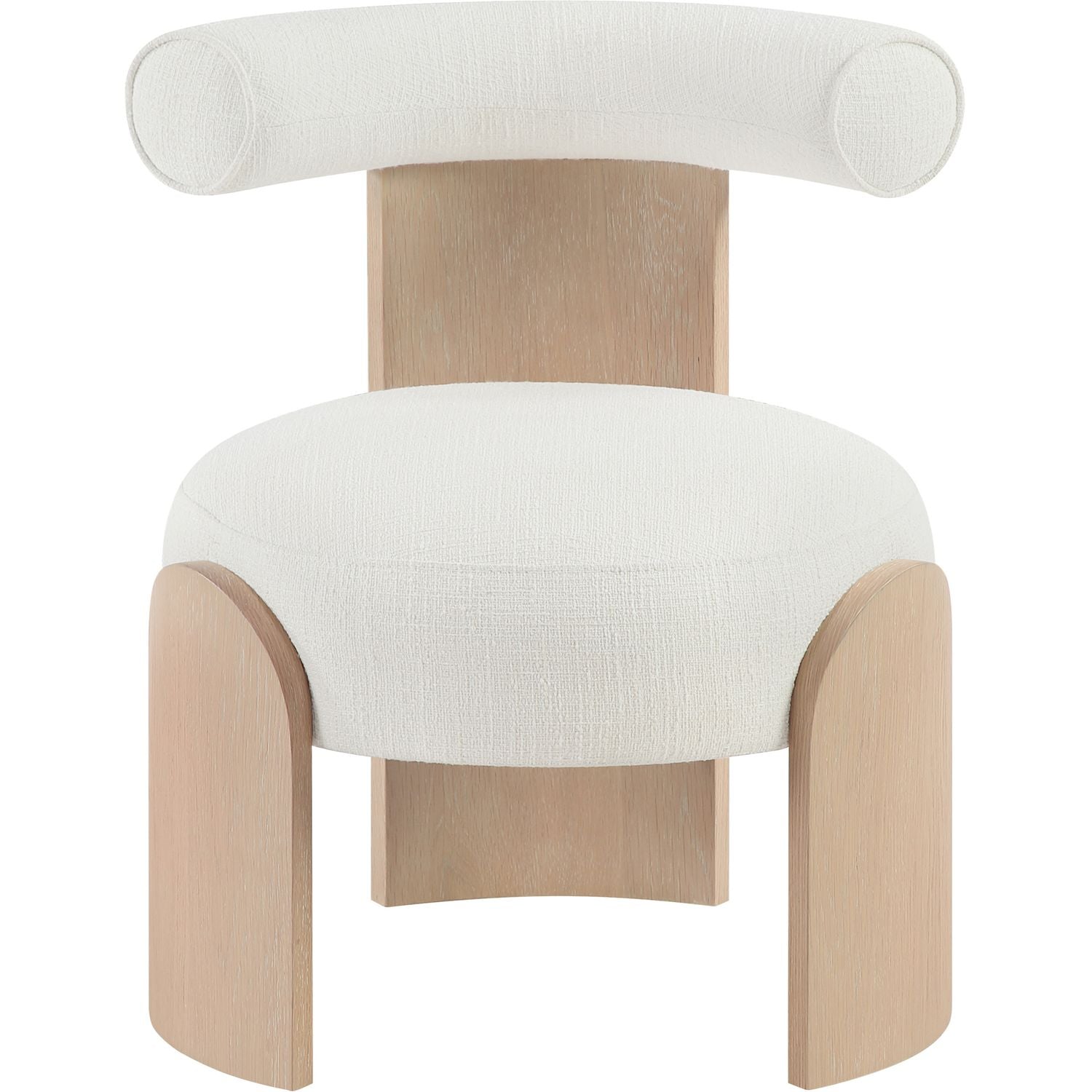 Calder Linen Textured Fabric Upholstered Accent Chair — Cream / Painted Natural