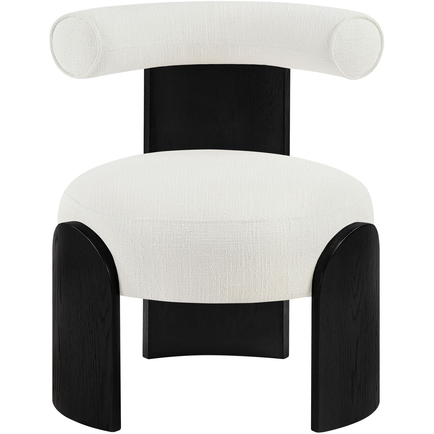 Calder Linen Textured Fabric Upholstered Accent Chair — Cream / Painted Black