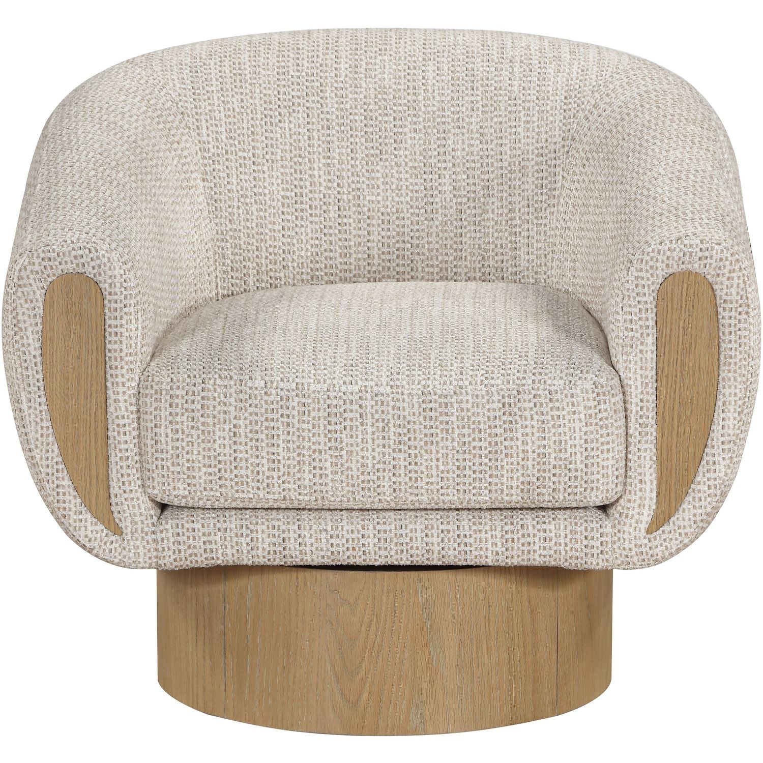 Avella Interwoven Fabric Upholstered Swivel Accent Chair — Beige / Stained Natural