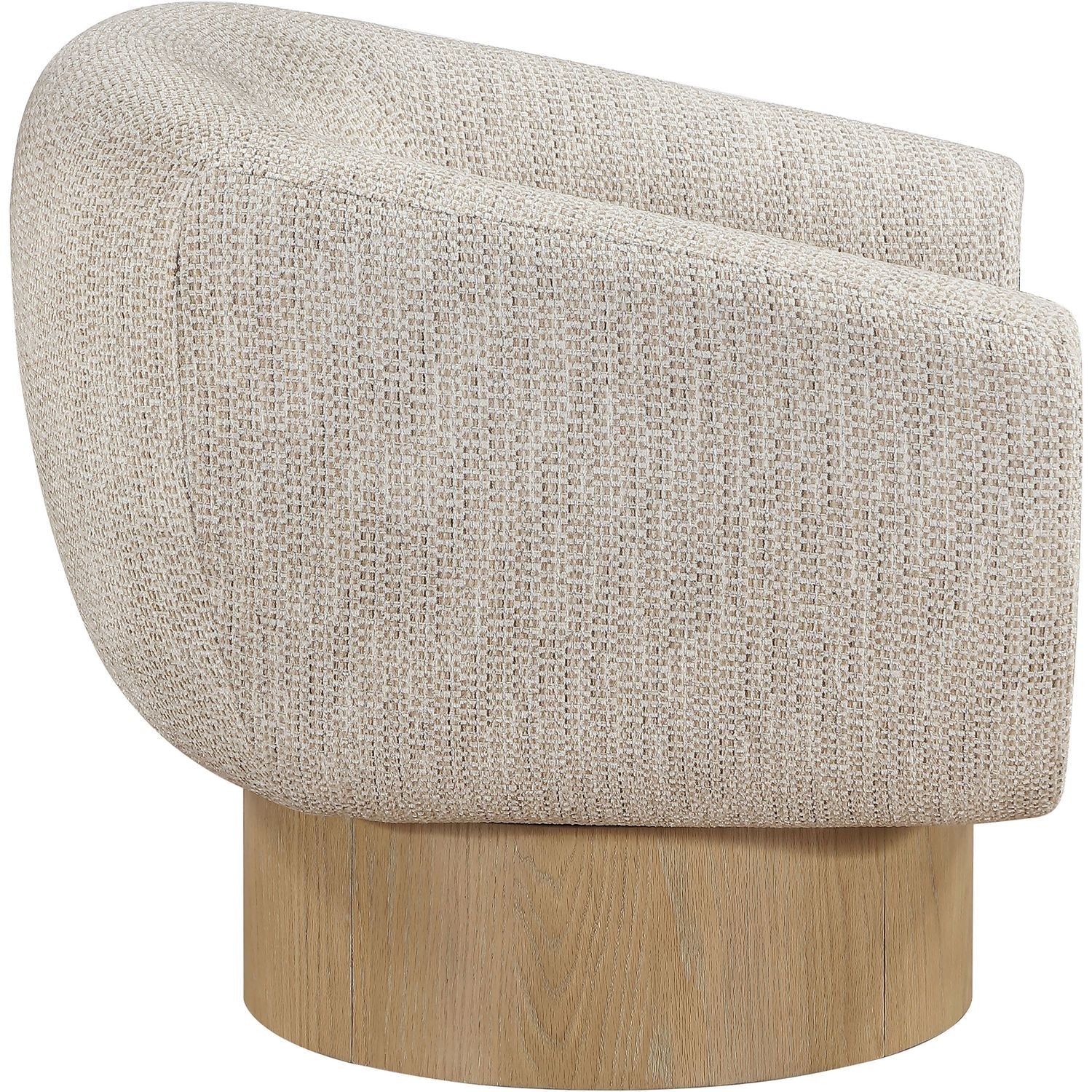 Avella Interwoven Fabric Upholstered Swivel Accent Chair — Beige / Stained Natural