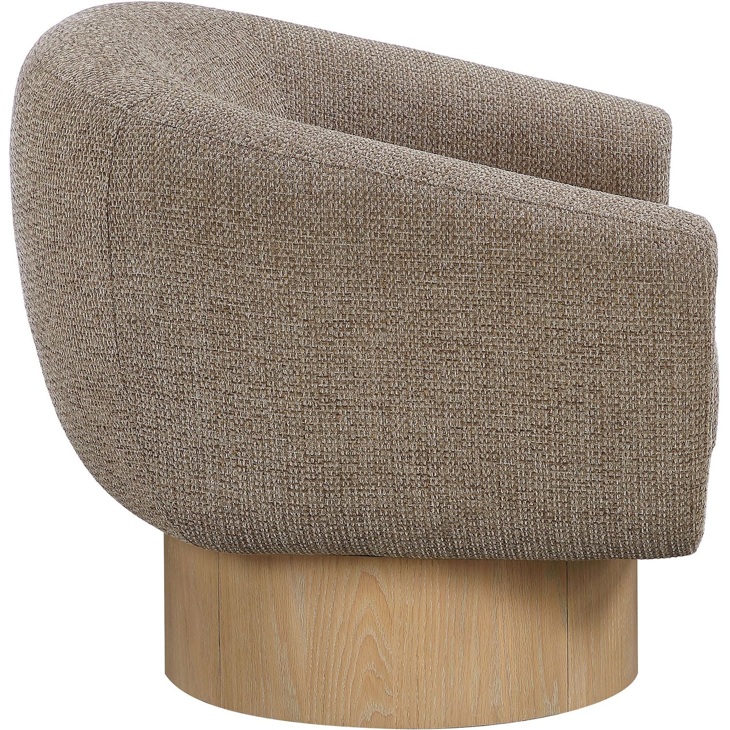 Avella Interwoven Fabric Upholstered Swivel Accent Chair — Brown / Stained Natural