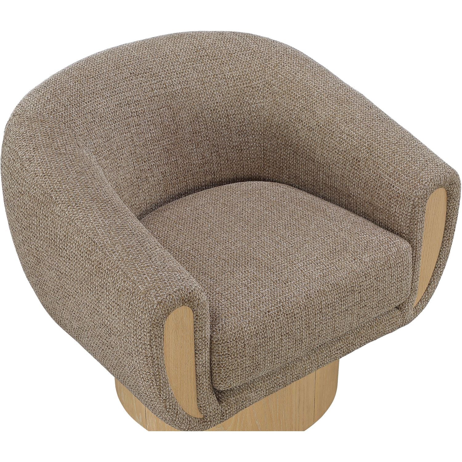 Avella Interwoven Fabric Upholstered Swivel Accent Chair — Brown / Stained Natural