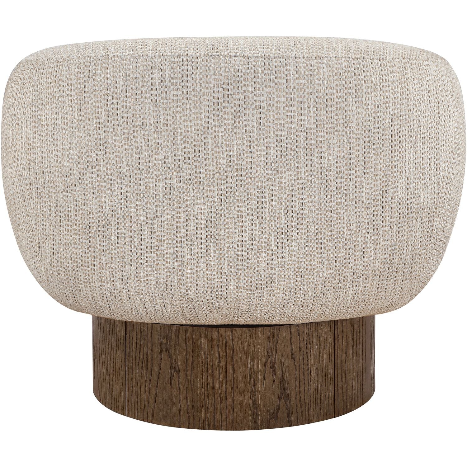 Avella Interwoven Fabric Upholstered Swivel Accent Chair — Beige / Stained Brown